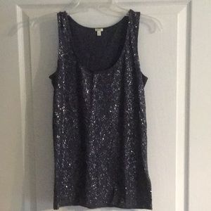 Women’s J. Crew navy sequin tank top size small
